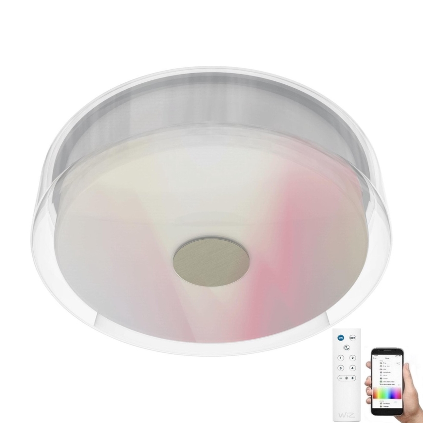 WiZ - LED RGBW Dimmable bathroom ceiling light LUNAR LED/23W/230V IP23 Wi-Fi + remote control