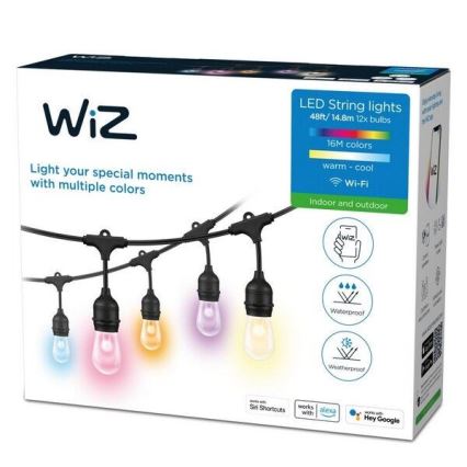 WiZ - LED RGBW Dimmable outdoor chain 12xLED 14,4m IP65 2700-5000K Wi-Fi