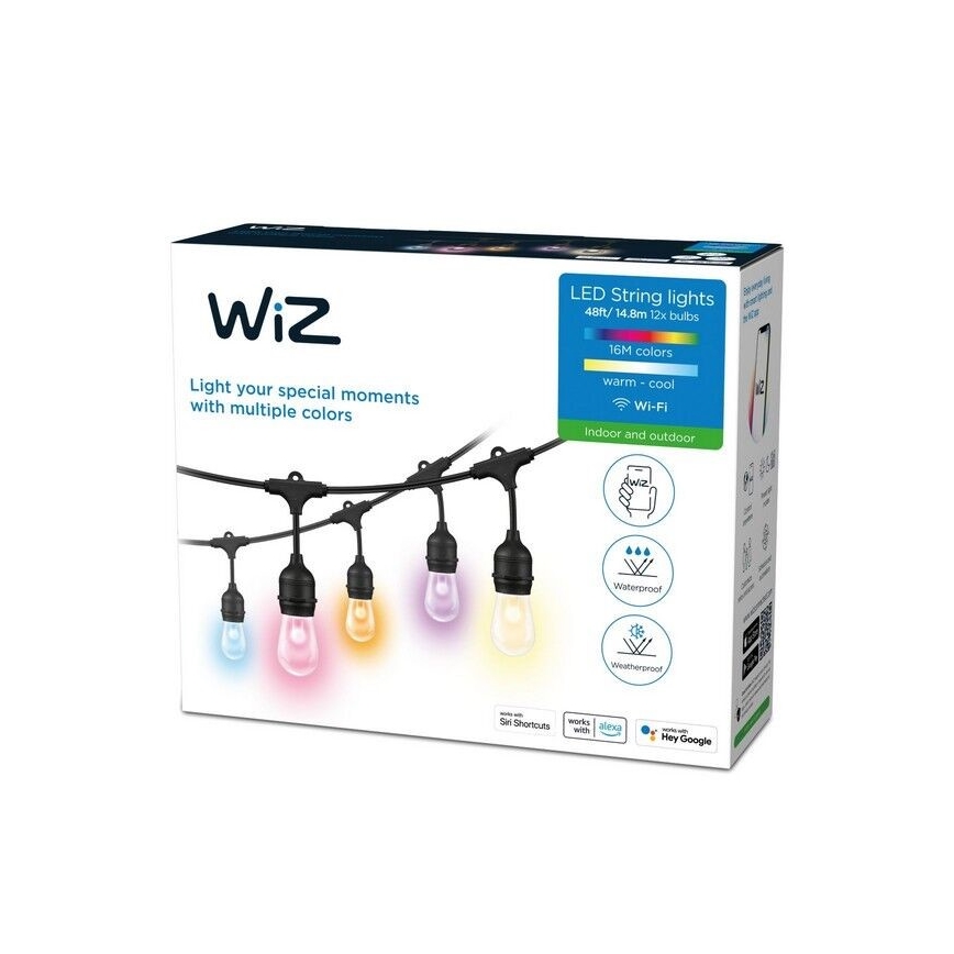 WiZ - LED RGBW Dimmable outdoor chain 12xLED 14,4m IP65 2700-5000K Wi-Fi