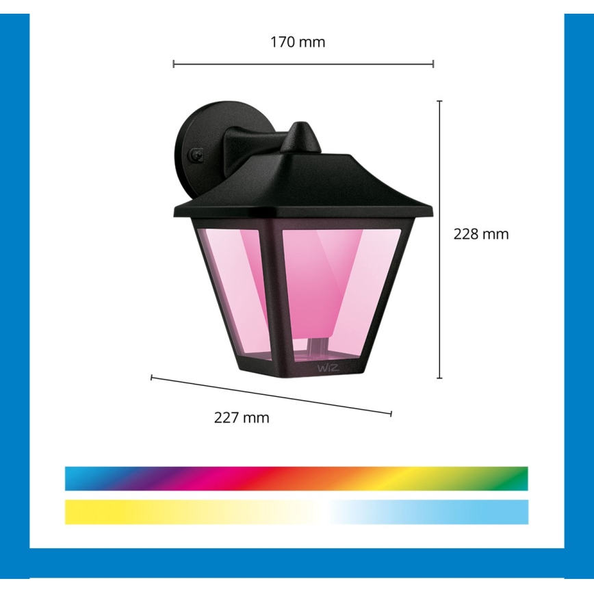 WiZ - LED RGBW Dimmable outdoor wall light LED/9,5W/230V 2700-5000K IP44 Wi-Fi