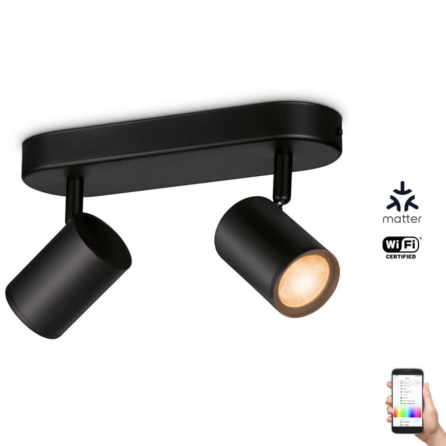 WiZ - LED RGBW Dimmable spotlight IMAGEO 2xGU10/4,9W/230V 2200-6500K Wi-Fi CRI 90 black