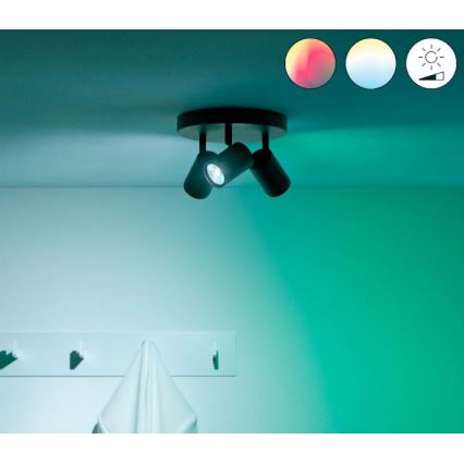 WiZ - LED RGBW Dimmable spotlight IMAGEO 3xGU10/4,9W/230V 2200-6500K Wi-Fi CRI 90 black