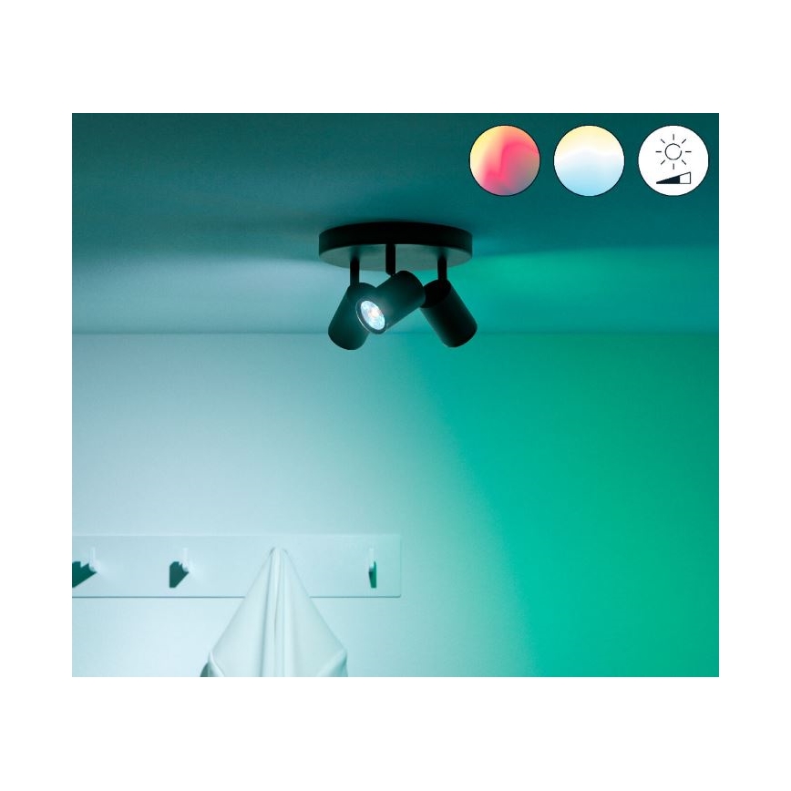 WiZ - LED RGBW Dimmable spotlight IMAGEO 3xGU10/4,9W/230V 2200-6500K Wi-Fi CRI 90 black
