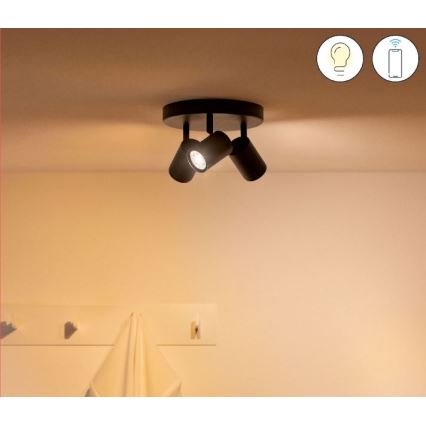 WiZ - LED RGBW Dimmable spotlight IMAGEO 3xGU10/4,9W/230V 2200-6500K Wi-Fi CRI 90 black