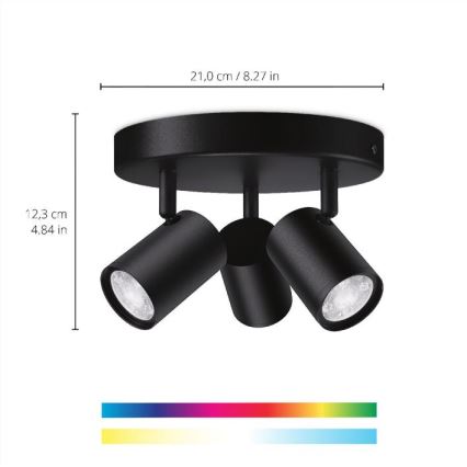 WiZ - LED RGBW Dimmable spotlight IMAGEO 3xGU10/4,9W/230V 2200-6500K Wi-Fi CRI 90 black