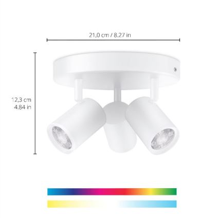 WiZ - LED RGBW Dimmable spotlight IMAGEO 3xGU10/4,9W/230V 2200-6500K Wi-Fi CRI 90 white