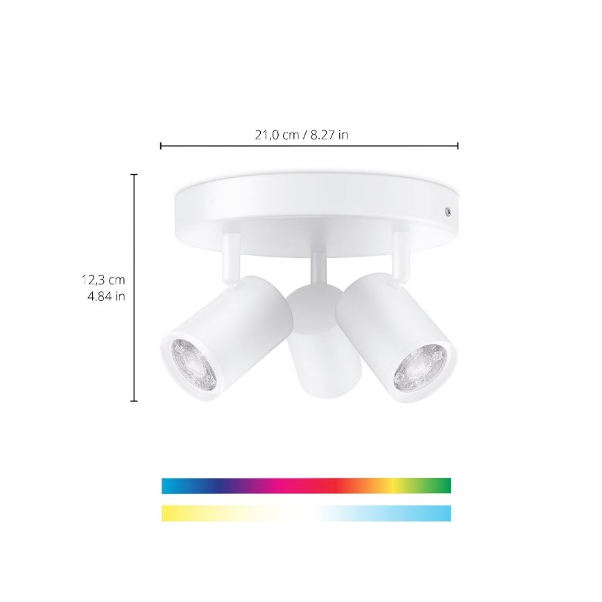 WiZ - LED RGBW Dimmable spotlight IMAGEO 3xGU10/4,9W/230V 2200-6500K Wi-Fi CRI 90 white
