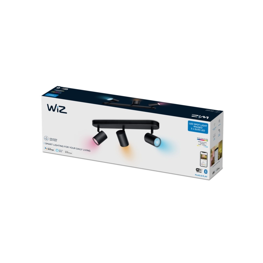 WiZ - LED RGBW Dimmable spotlight IMAGEO 3xGU10/4,9W/230V 2200-6500K Wi-Fi CRI 90 black