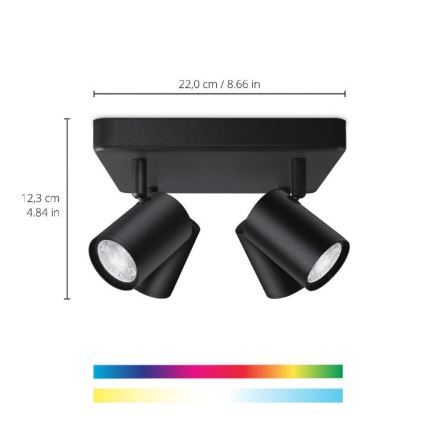 WiZ - LED RGBW Dimmable spotlight IMAGEO 4xGU10/4,9W/230V 2200-6500K Wi-Fi CRI 90 black