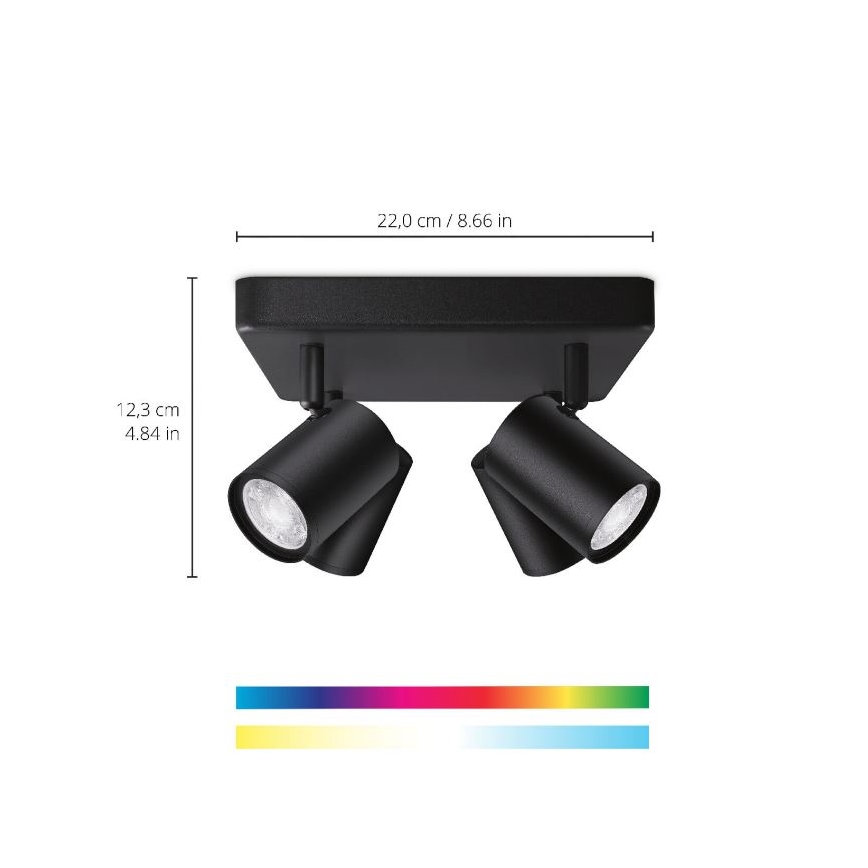 WiZ - LED RGBW Dimmable spotlight IMAGEO 4xGU10/4,9W/230V 2200-6500K Wi-Fi CRI 90 black