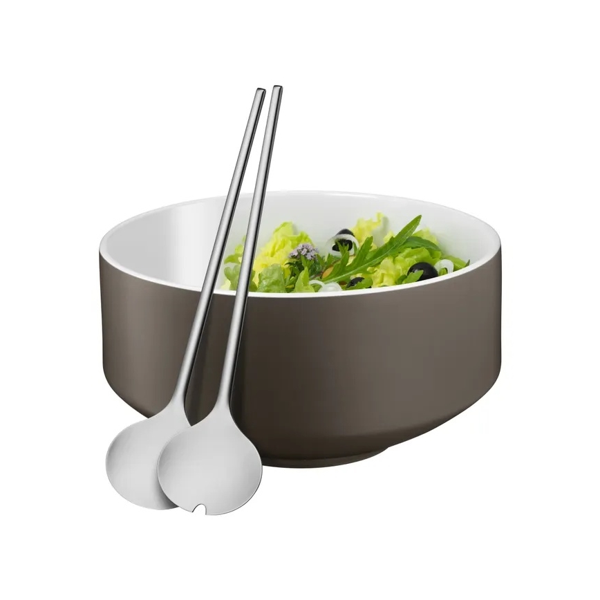 WMF - MOTO Salad Bowl with Serving Utensils, Grey