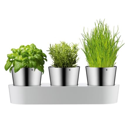 WMF - Self-watering herb pot 3pcs GOURMET white/stainless steel