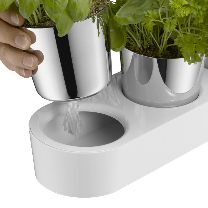 WMF - Self-watering herb pot 3pcs GOURMET white/stainless steel