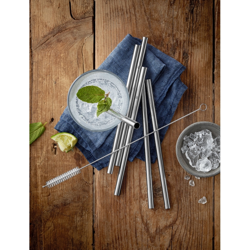 WMF - SET 6x Stainless steel straws BARIC + cleaning brush