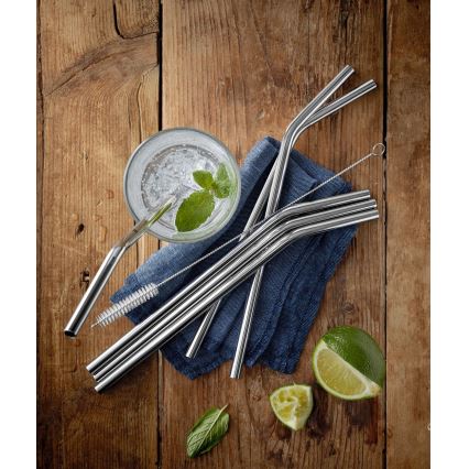 WMF - SET 6x Stainless steel straws BARIC + cleaning brush