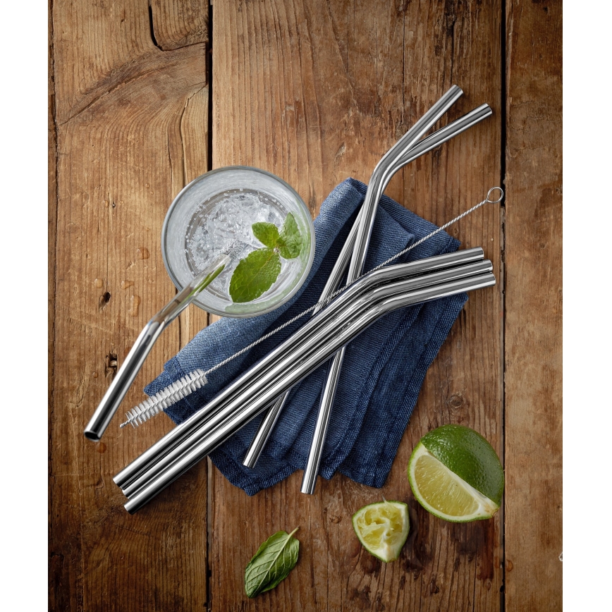 WMF - SET 6x Stainless steel straws BARIC + cleaning brush