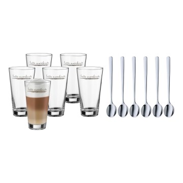 WMF - Set of glasses and spoons for latte macchiato CLEVER & MORE 6 pcs