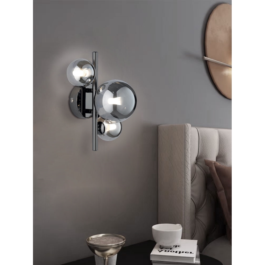 Wofi 4014.03.24.9000 - LED Wall light VILLA 3xG9/3W/230V black/shiny chrome