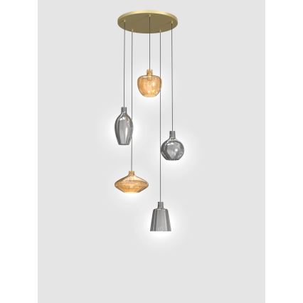Wofi 5005-501 - Chandelier on a string ROUEN 5xE14/40W/230V gold/grey