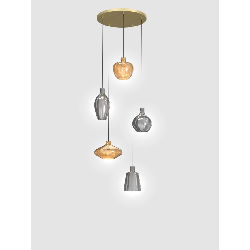 Wofi 5005-501 - Chandelier on a string ROUEN 5xE14/40W/230V gold/grey