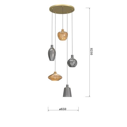 Wofi 5005-501 - Chandelier on a string ROUEN 5xE14/40W/230V gold/grey