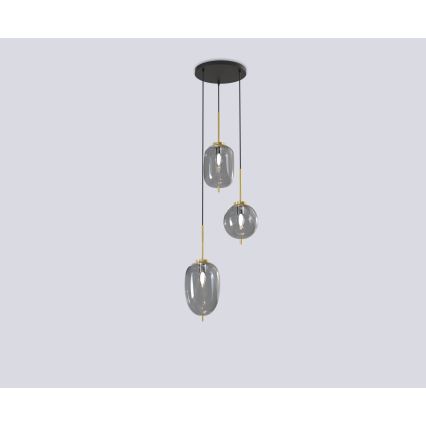 Wofi 5007-302 - Chandelier on a string BELLEVILLE 3xE14/40W/230V black/gold