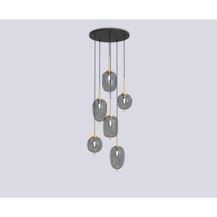 Wofi 5007-502 - Chandelier on a string BELLEVILLE 6xE14/40W/230V black/gold