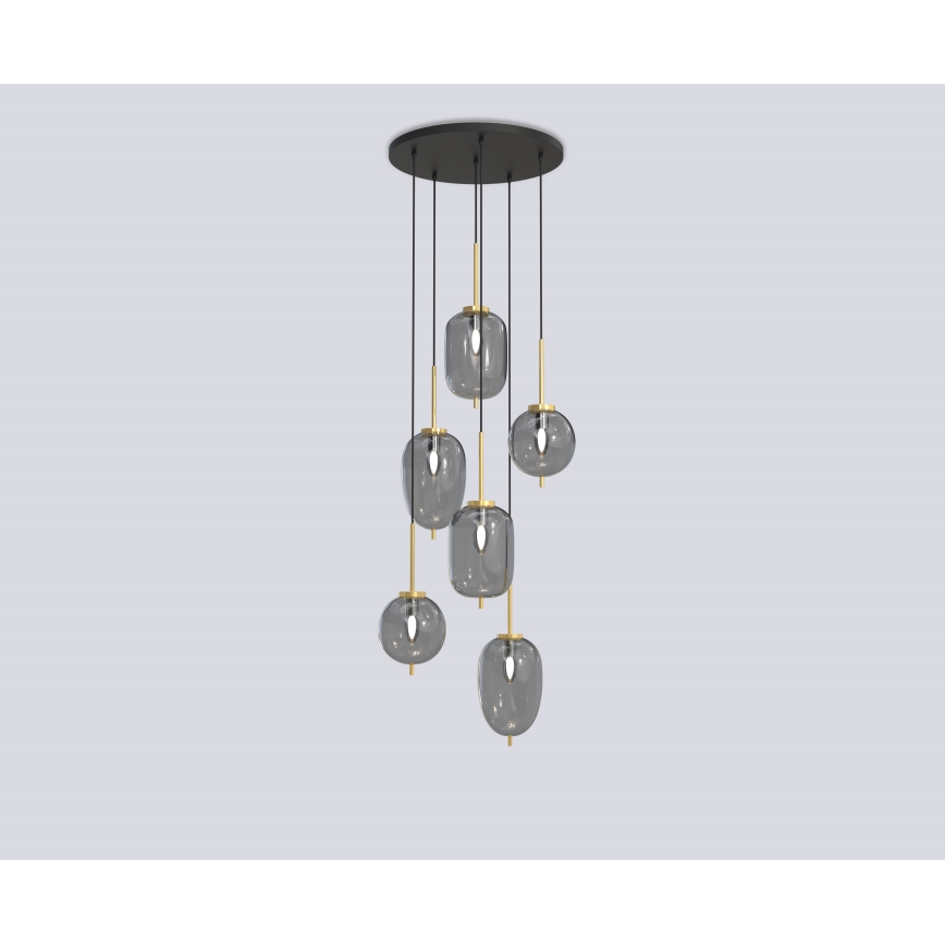 Wofi 5007-502 - Chandelier on a string BELLEVILLE 6xE14/40W/230V black/gold