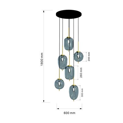 Wofi 5007-502 - Chandelier on a string BELLEVILLE 6xE14/40W/230V black/gold
