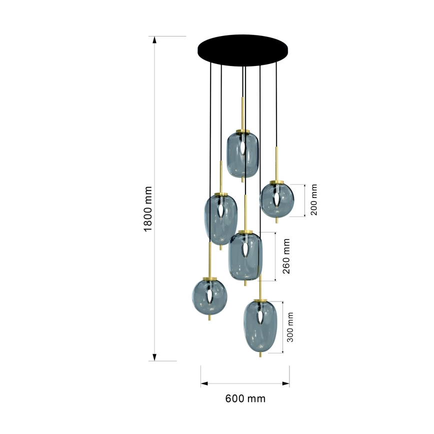 Wofi 5007-502 - Chandelier on a string BELLEVILLE 6xE14/40W/230V black/gold