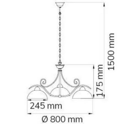 Wofi 5128.03.09.0000 - Chandelier on a chain LACCHINO 3xE27/60W/230V