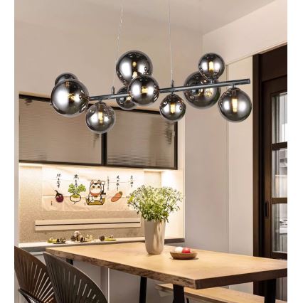 Wofi 6014.10.24.9000 - LED Chandelier on a string VILLA 10xG9/3W/230V black/shiny chrome