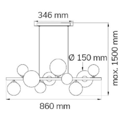 Wofi 6014.10.24.9000 - LED Chandelier on a string VILLA 10xG9/3W/230V black/shiny chrome