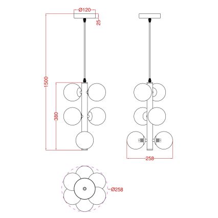 Wofi 6014-605W - LED Chandelier on a string VILLA 6xG9/3W/230V black