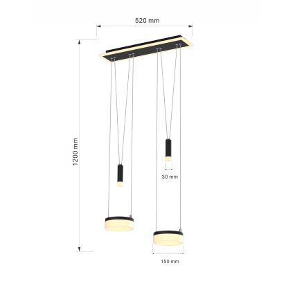 Wofi 6054-502 - LED Dimmable chandelier on a string JESSE LED/21W/230V black