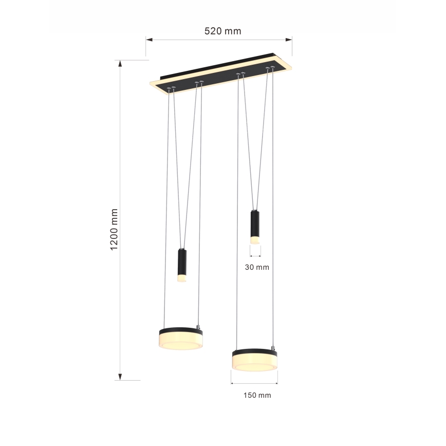 Wofi 6054-502 - LED Dimmable chandelier on a string JESSE LED/21W/230V black