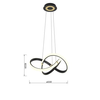 Wofi 6134-104 - LED Dimmable chandelier on a string INDIGO LED/44W/230V black/gold