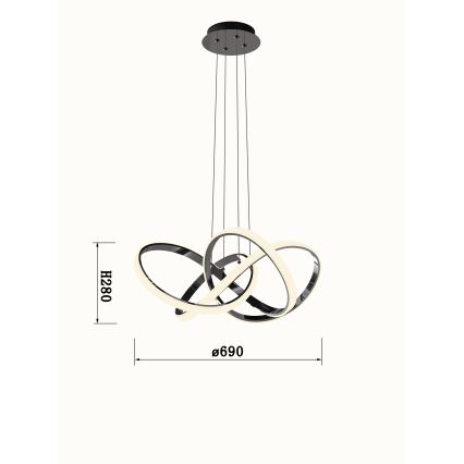 Wofi 6134-105L - LED Dimmable chandelier on a string INDIGO LED/50W/230V black/shiny chrome