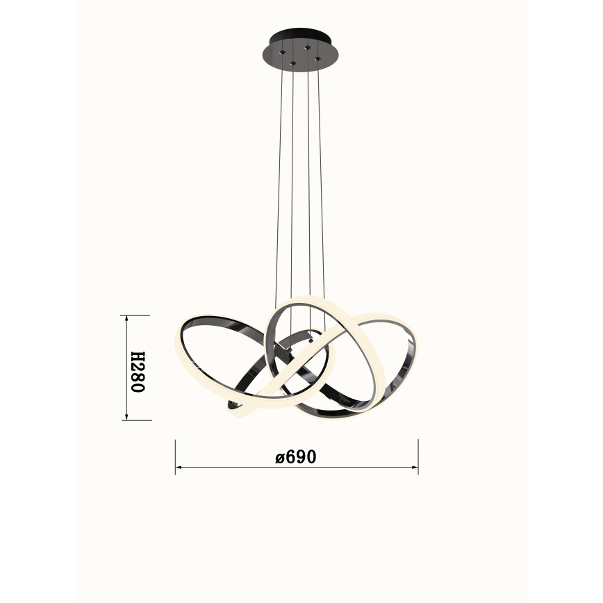 Wofi 6134-105L - LED Dimmable chandelier on a string INDIGO LED/50W/230V black/shiny chrome