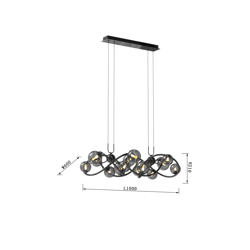 Wofi 7014-1405 - LED Chandelier on a string NANCY 14xG9/3,5W/230V black/shiny chrome