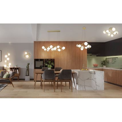 Wofi 7014-801 - LED Chandelier on a string NANCY 8xG9/3,5W/230V gold/white