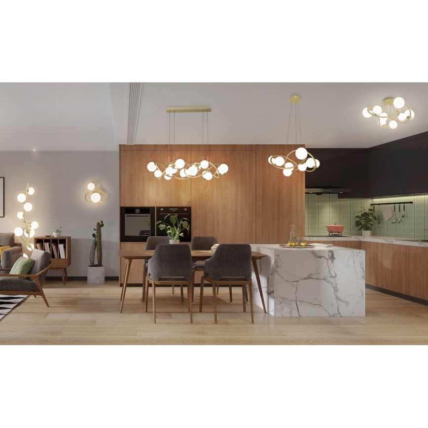 Wofi 7014-801 - LED Chandelier on a string NANCY 8xG9/3,5W/230V gold/white