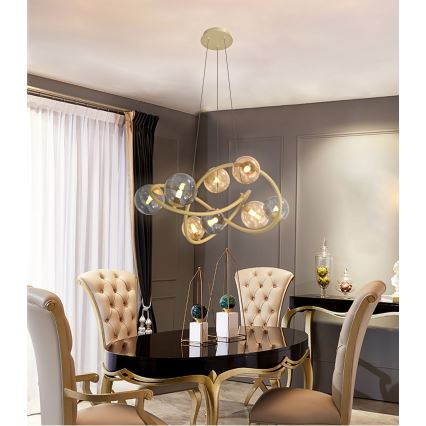 Wofi 7014-804 - LED Chandelier on a string NANCY 8xG9/3,5W/230V gold/grey