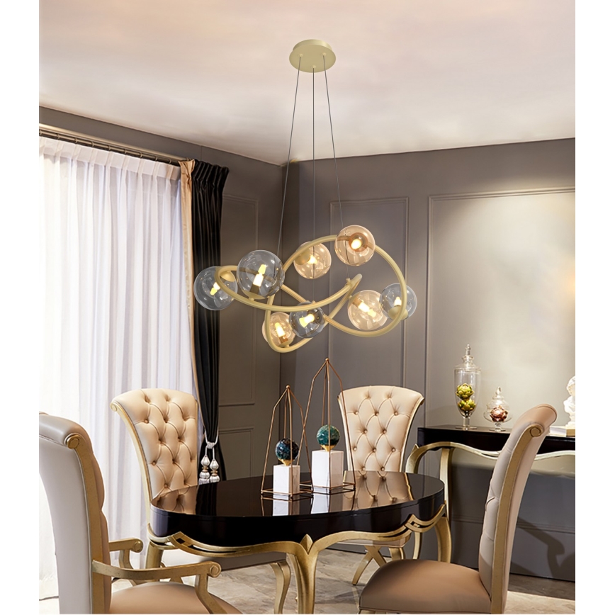 Wofi 7014-804 - LED Chandelier on a string NANCY 8xG9/3,5W/230V gold/grey