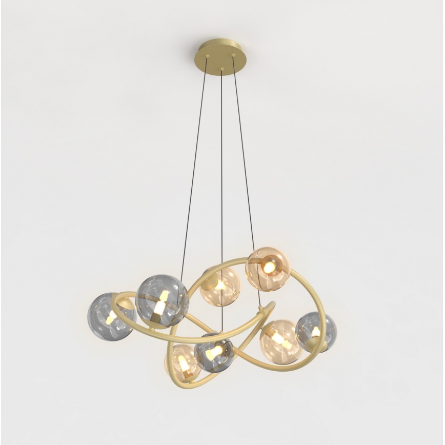 Wofi 7014-804 - LED Chandelier on a string NANCY 8xG9/3,5W/230V gold/grey