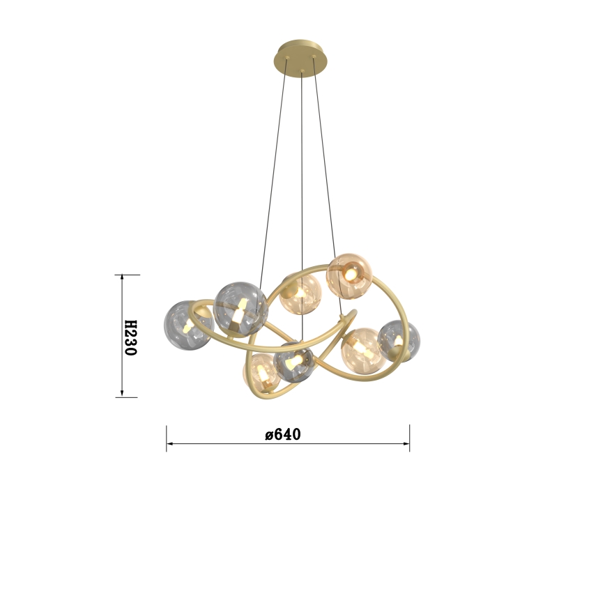 Wofi 7014-804 - LED Chandelier on a string NANCY 8xG9/3,5W/230V gold/grey
