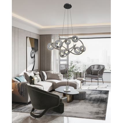 Wofi 7014-805 - LED Chandelier on a string NANCY 8xG9/3,5W/230V black/shiny chrome
