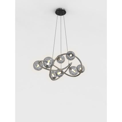 Wofi 7014-805 - LED Chandelier on a string NANCY 8xG9/3,5W/230V black/shiny chrome