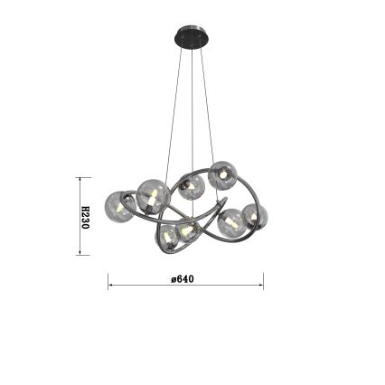 Wofi 7014-805 - LED Chandelier on a string NANCY 8xG9/3,5W/230V black/shiny chrome