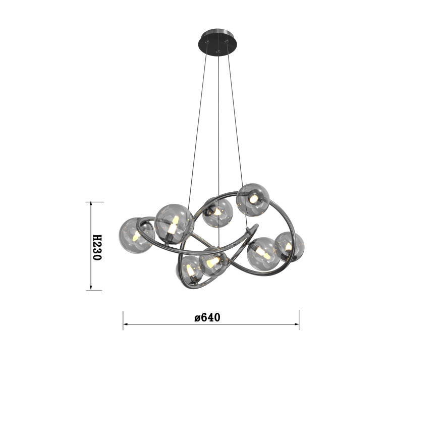 Wofi 7014-805 - LED Chandelier on a string NANCY 8xG9/3,5W/230V black/shiny chrome